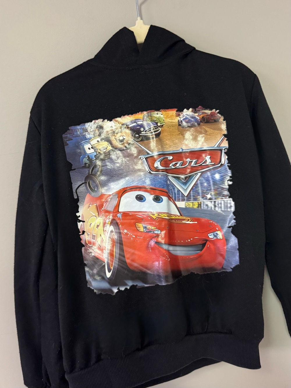 Disney Pixar Cars Lightning McQueen Black Hoodie